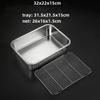 Deep Square Plate Basin with Rack Pallet Stainless Steel Bbq Fast Food Plate with Grid Mesh Dessert Dinner Set Restaurant Trays