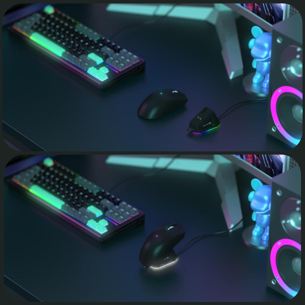 MAMBASNAKE X ATTACK SHARK X11 Gaming RGB Magnetic Charging Dual Bluetooth DPI PAW3311 HUANO Broadcom Ergonomic Black Ultra-Lightweight Mouse, 60g,