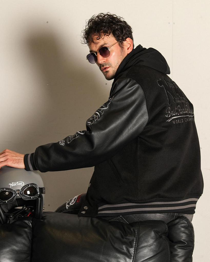 norton Monotone Sagara Stadium Motorcycle Casual Size 243N1707 Men's Jacket, Wear, Outerwear, Black, M,