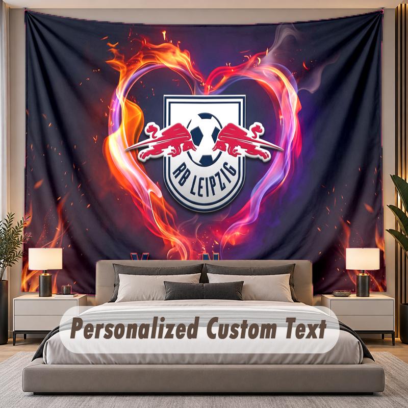 Custom Name Text Tapestry RB Leipzig FC Personalized Polyester Wall Tapestry For Bedroom And Room