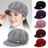 Thickened Pumpkin Beret Hat Fleece Lined Beanies Hat Ear Protection Cap  for Middle Aged Women