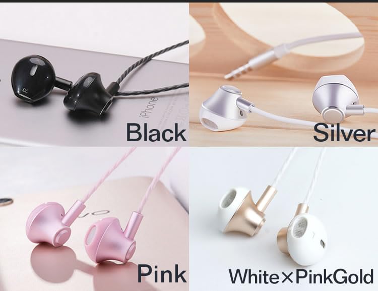 KOYOKOMA Wired In-Ear Earphones with Built-in Microphone and Remote Control, 3.5mm Socket, for Music, Calls, Android, Tablets, and Smartphones (White