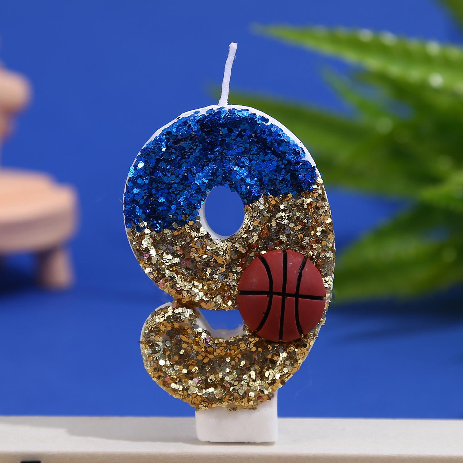 

Birthday Candle Number 0-9 Red Blue Cake Candle with Red Basketball,Birthday Party Kids Adults Anniversary Celebrations Supplies