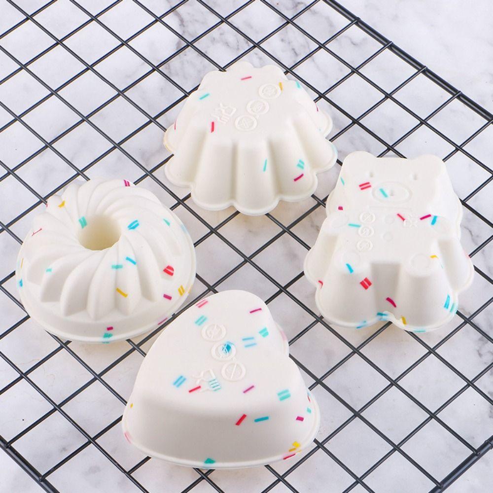 4Pcs DIY Muffin Cake Mold Soft Baking Mold Creativity Silicone Cake Cups Chocolate Pudding Candies