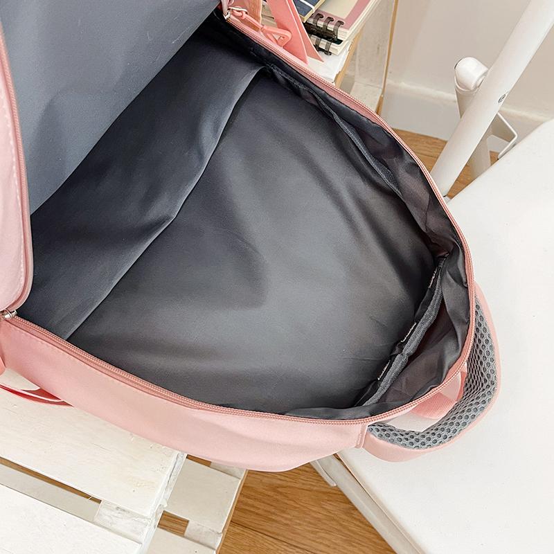 Women's Large Capacity Backpack Color Block Student Schoolbag Shoulder Bag