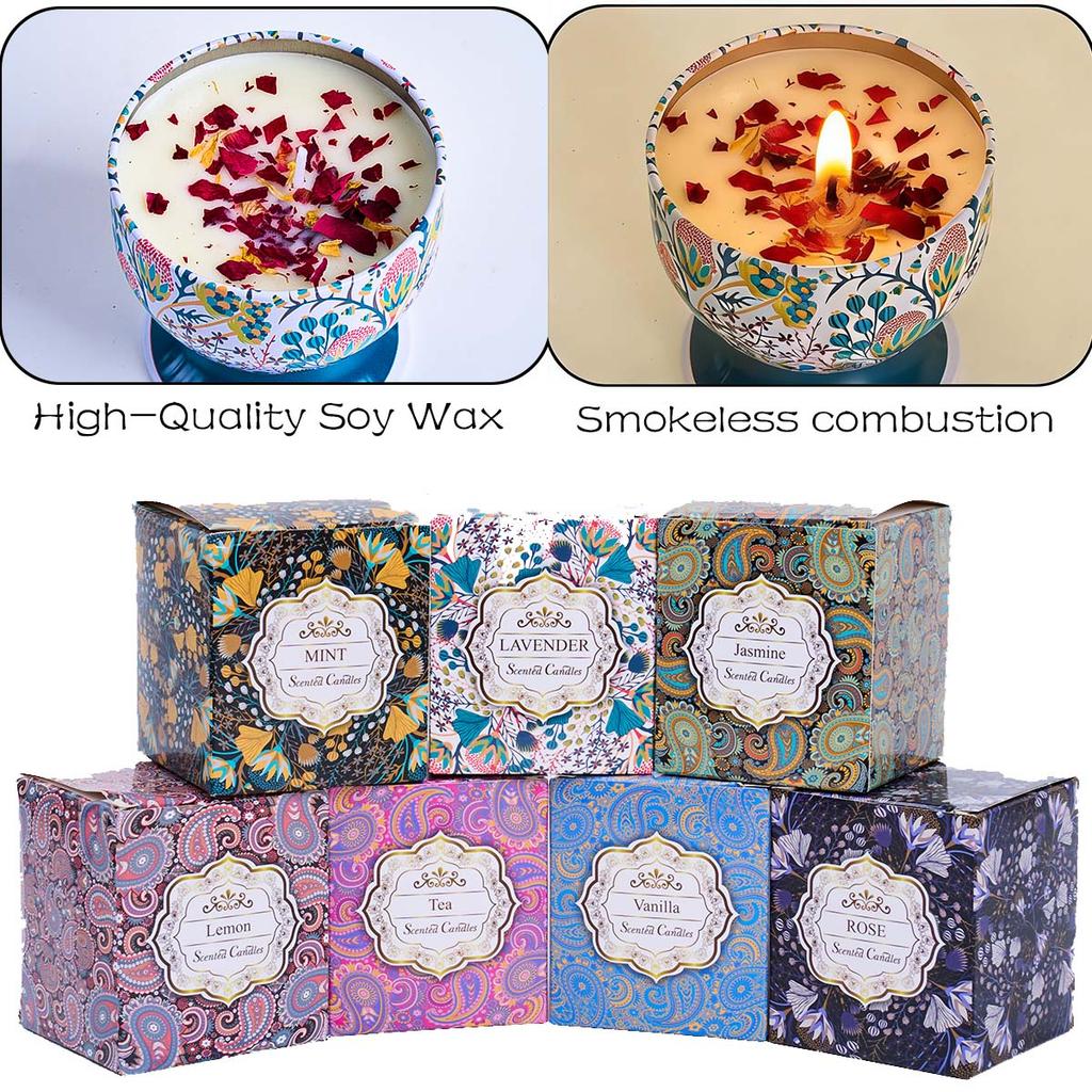 Goblet Design Scented Candle Box Vintage Flower Rose Lavender Candle Jar Soy Wax Fragrance Candles Wedding Birthday Gift Home De