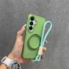 Frosted Matte PC 360 Ring Magnetic Stand Holder Phone Case for S25 Ultra Translucent Wrist Strap Lanyard Shockproof Cover