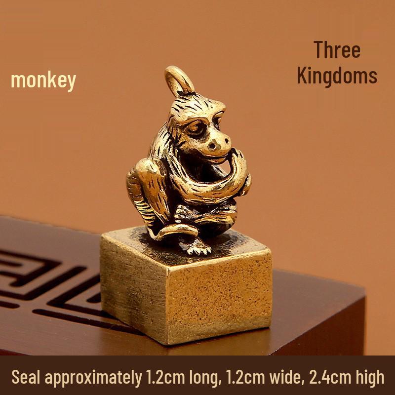 Porta-chaves Selo de Latão do Zodíaco Chinês: Pingente Retrô e Presente Criativo