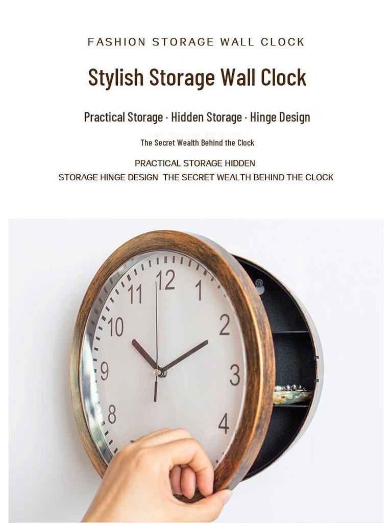 Creative Retro Wall Clock with Hidden Jewelry Storage – Decorative Bestseller for Living Rooms