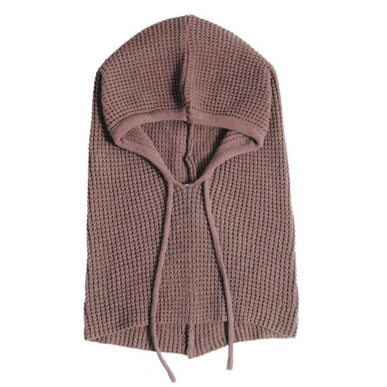 Strikket hodeplagg ensfarget justerbar snøring hettegenser skjerf høst vinter vindtett varm lue elastisk termisk lue