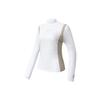 Letter Pattern Color Block Mock Neck Pullover Long Sleeve T-Shirt Women Tops White A11W315245F-WT