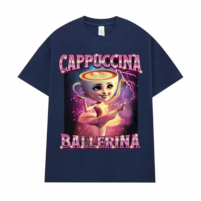 Cappuccina Ballerina Funny Italian Brainrot Meme T Shirt Men Women Clothing Fashion Trending T Shirts Casual 100% Cotton T-shirt