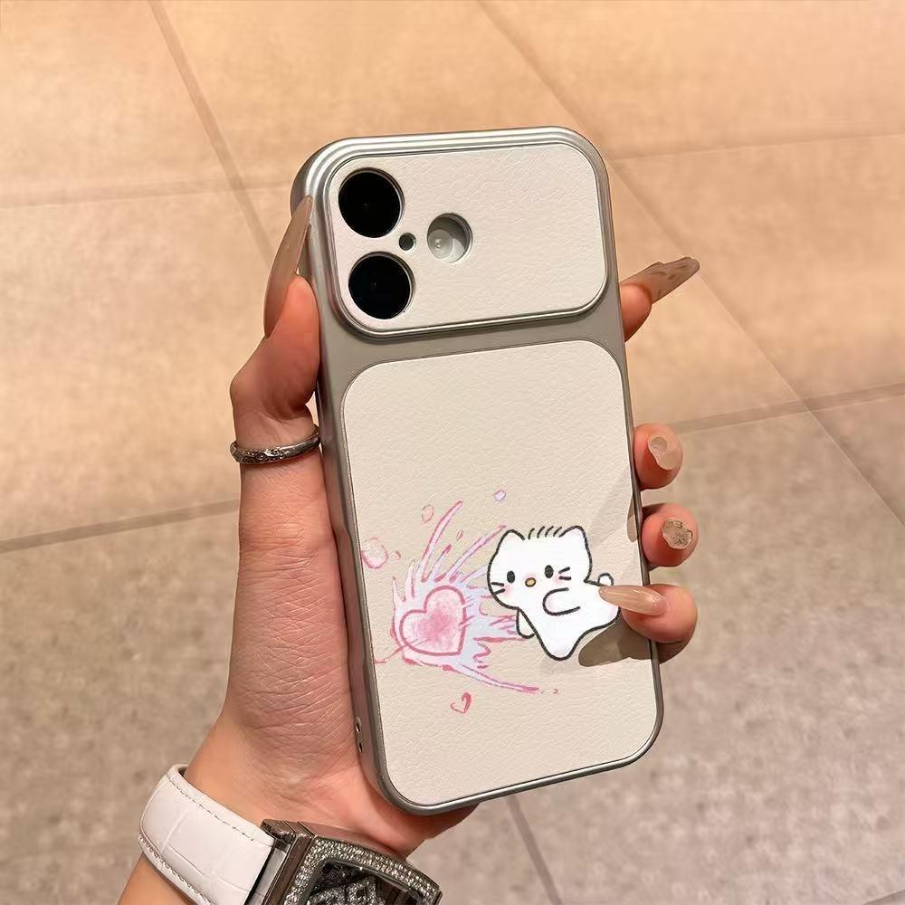 Cat Is Suitable for 17promax Mobile Phone Case 16pro New 15 Leather 14 Large Windows 13 Cute 12x