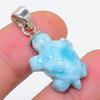 Natural Larimar Gemstone Handmade 925 Sterling Silver Jewelry Pendant 1.34" h2h47