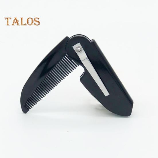 Zusammenklappbarer Schnurrbartkamm, tragbarer Bartkamm, feine Zähne, Taschenkamm aus Kunststoff, antistatisch, für unterwegs, Mini-Männer, Schnurrbart-Styling, Pflegekamm