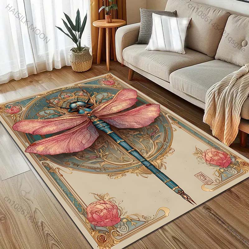 Multiple sizes Dragonfly Art Poster Design Carpet for Living Room Bedroom Sofa Home Decor Rus Non-slip Floor Mat Luxury Gift