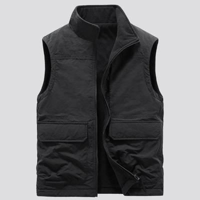 Autumn Winter Vest Men's Double-sided Velvet Outdoor Polar Fleece Vest Pocket Casual Waistcoat Work Jacket