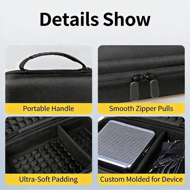 Bolsa de Viagem Portátil para Host de Mini Computador com Material EVA e Múltiplos Compartimentos de Armazenamento