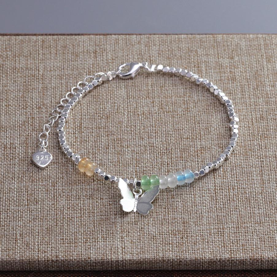 Brățară fluture cu diamante din argint 925 Brățară reglabilă cu flori de temperament pentru femei