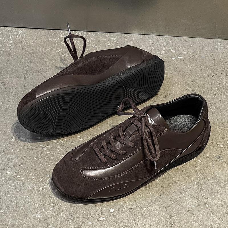 European and American splicing men's shoes low-top daily lace-up sports and leisure shoes lightweight barefoot shoes brown-J