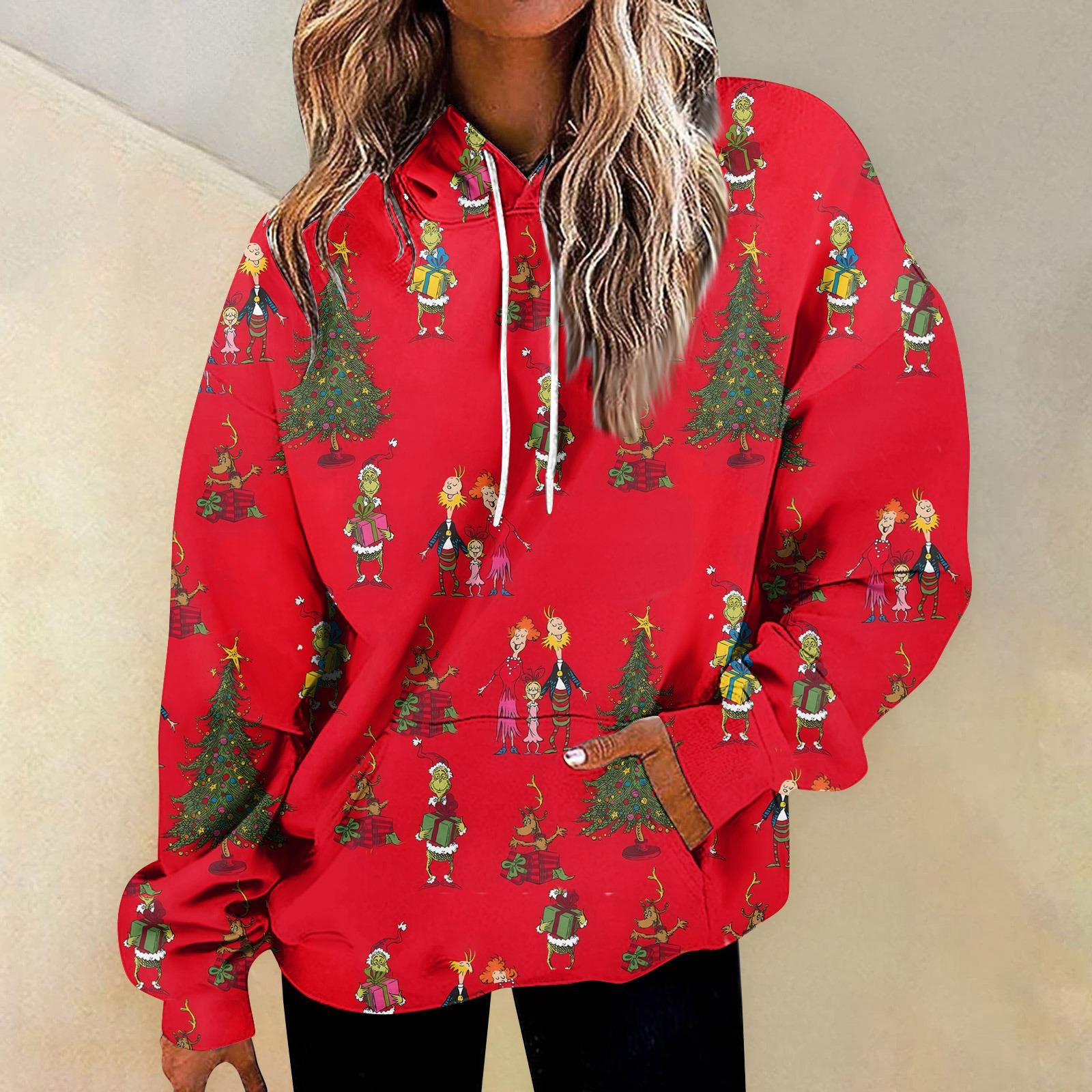 

Женская мода Повседневные Универсальные Повседневные толстовки с круглым вырезом Графика Повседневные с длинным рукавом Градиент Лоскутная верхняя одежда с принтом Толстовки S красный