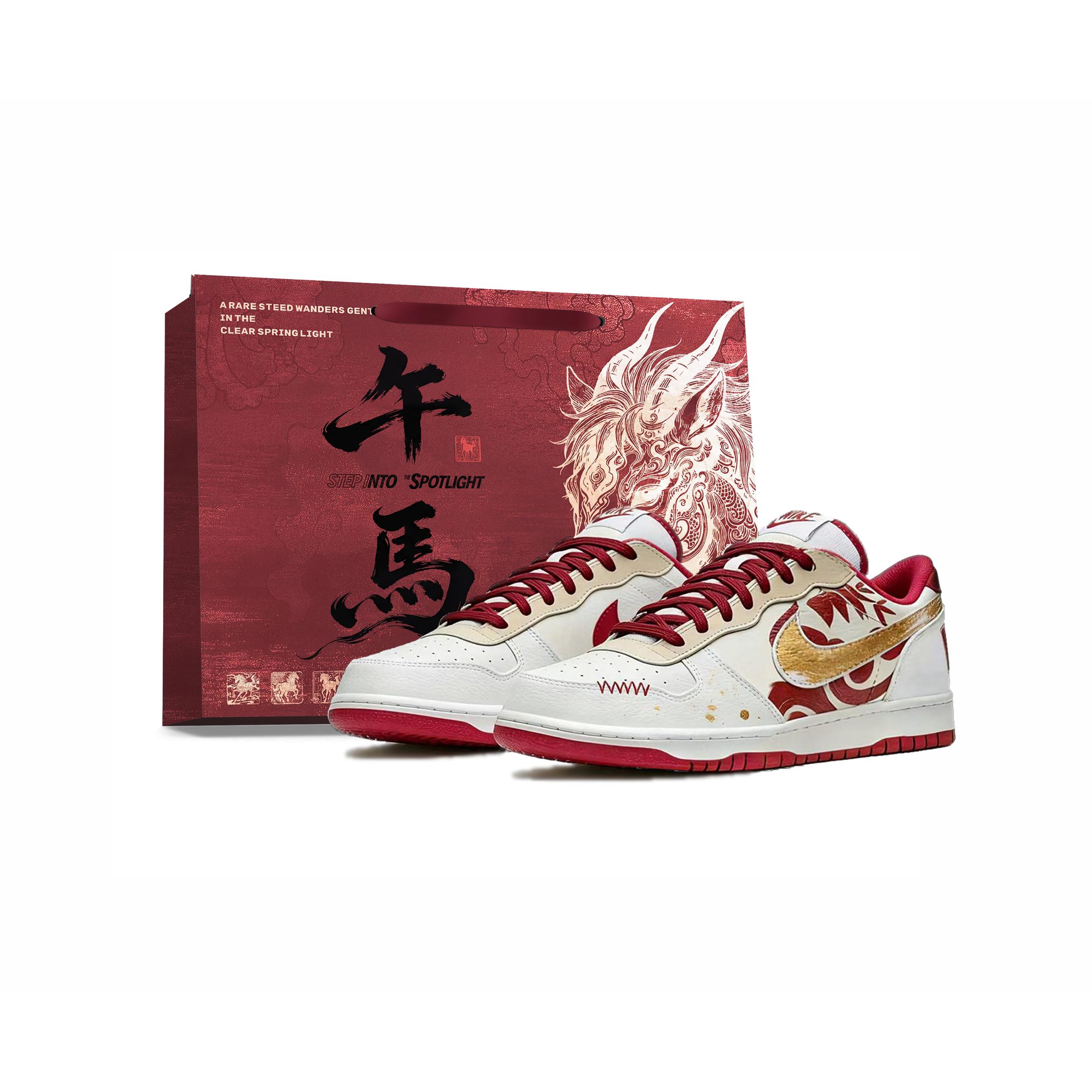 

Nike Big Cushioning Coverage Abrasion Resistant Slip Resistant Low top Skateboard Shoes Unisex White Red 355152-150(Team1816-) 40