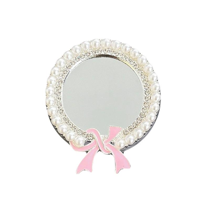 Mobile Phone Airbag Bracket Wind Paste Retractable Lazy Portable Makeup Mirror Bear Rhinestone Bow Tie