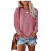 JPNTKY Women's Fashion Casual Solid Color Print O-Neck Long Sleeve Blouses & Shirts