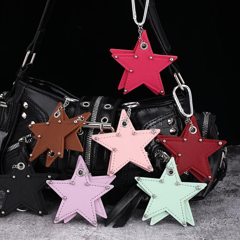 Five-Pointed Star Keychain Handmade Drilling And Puncture Colorful Creative Bag Pendant Backpack Decoration