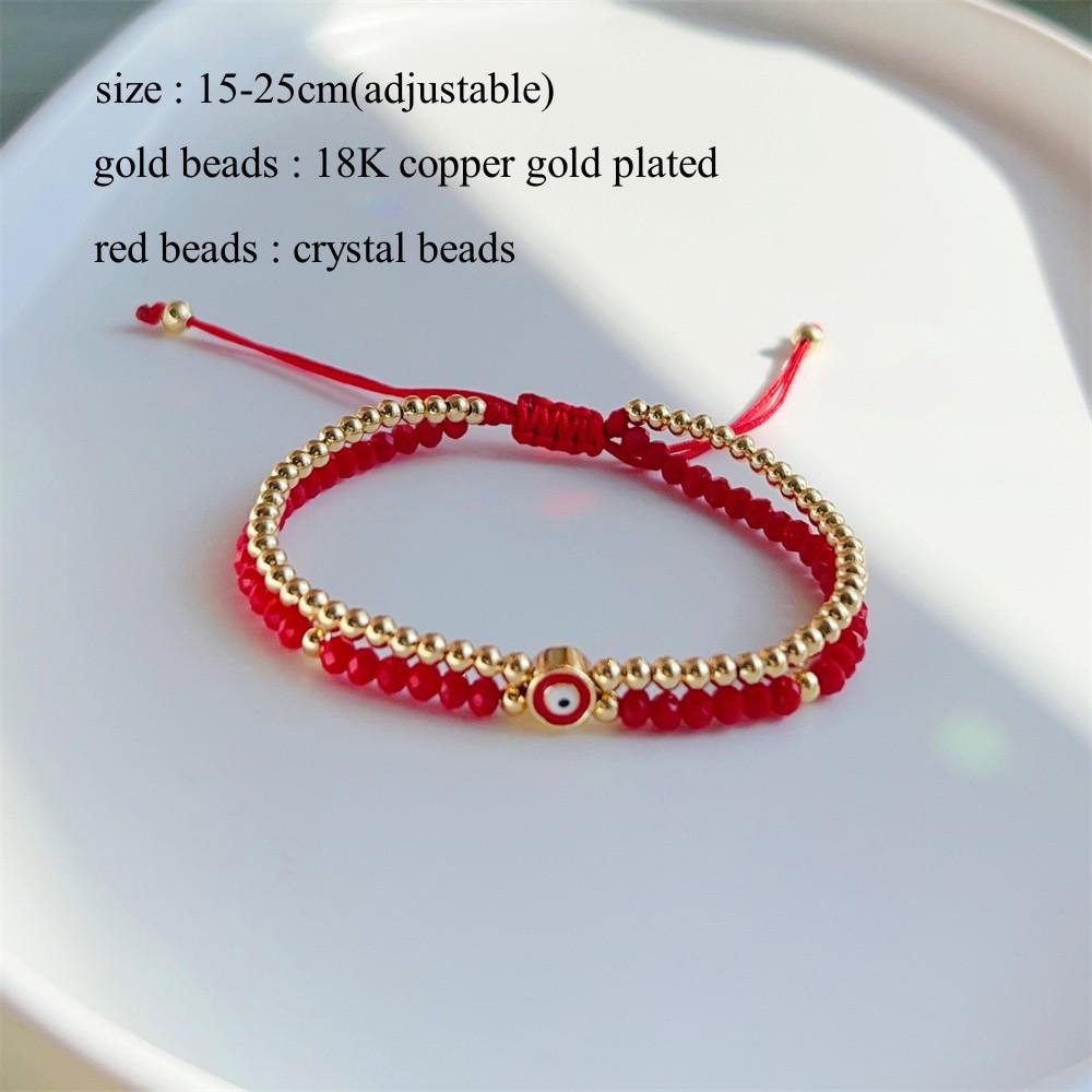 KKBEAD Evil Eye Bracelet Protection Jewelry for Women Lucky Red Thread Multilayer Bracelets Red Crystal Beaded Pulseras