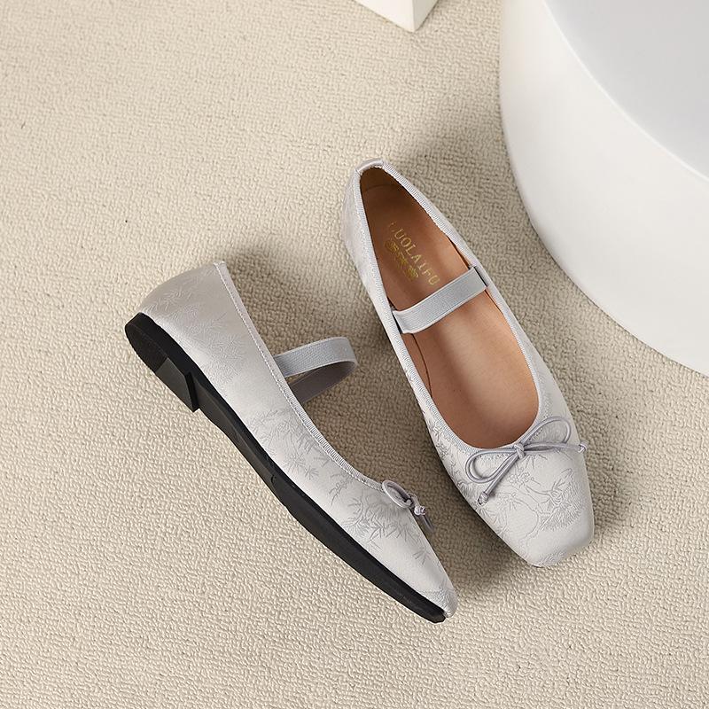 Retro French Mary Jane Shoes - Women's 2026 Summer Bows, Soft Sole, Flat Bottom, Shallow Mouth
