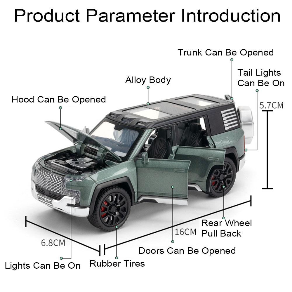 1:32 YangWang U8 U9 Toy Car Models Pull Back Sound Light Simulation Models Off-road Vehicles Toys for Boys Birthday Gifts