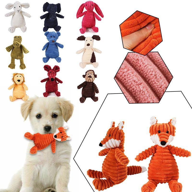 Corduroy Dog Toys For Small Large Dogs Animal Shape Plush Pet Squeaky Puppy