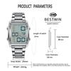 BESTWIN 126-2 Fashion Retro Men's Digital Watch Multifunction Steel Strap Waterproof Sporty Casual Male Watch Gift