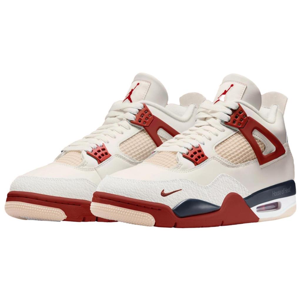 Air Jordan 4 Nigel Sylvester "Sail Cinnabar" Vintage Basketball Shoes Unisex White IQ8055-100