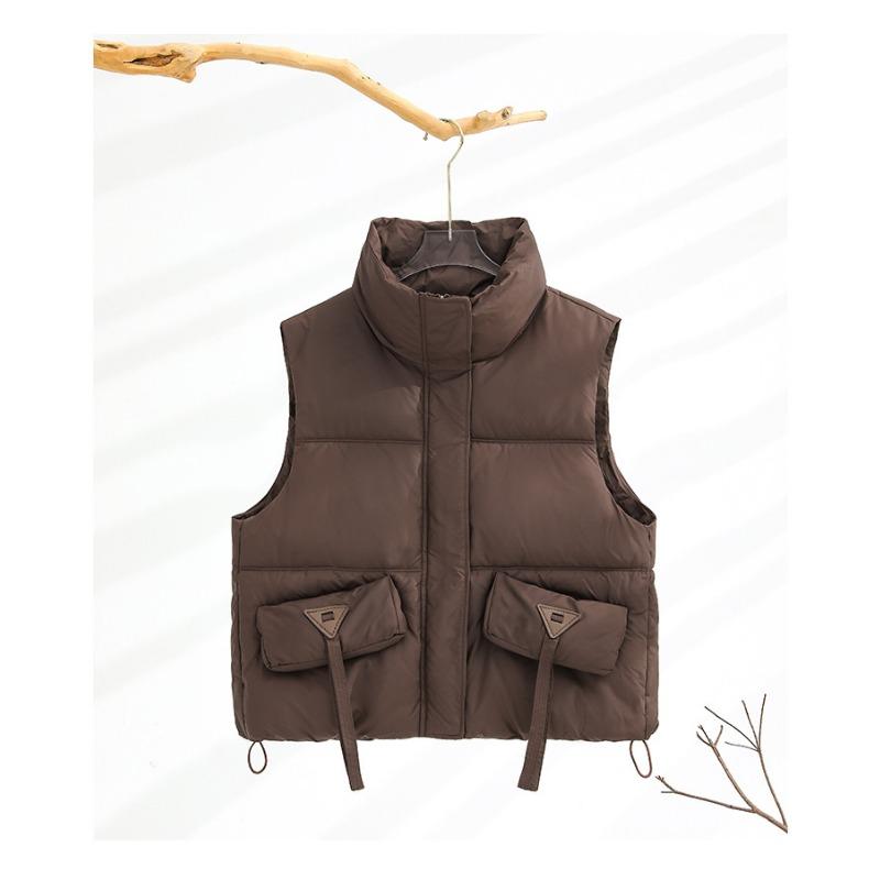 Plus Size Cotton Vest Women's Fall and Winter Loose Stand-up Collar Cotton Undershirt Shoulders Sleeveless Jacket Fashion Waistcoat