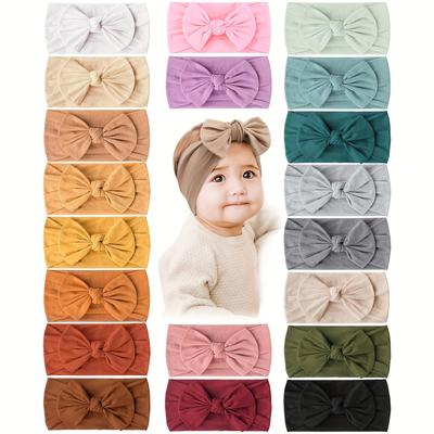 High Quality20 Random Nylon Elastic Headbands with Soft And Comfortable Bow Decorations