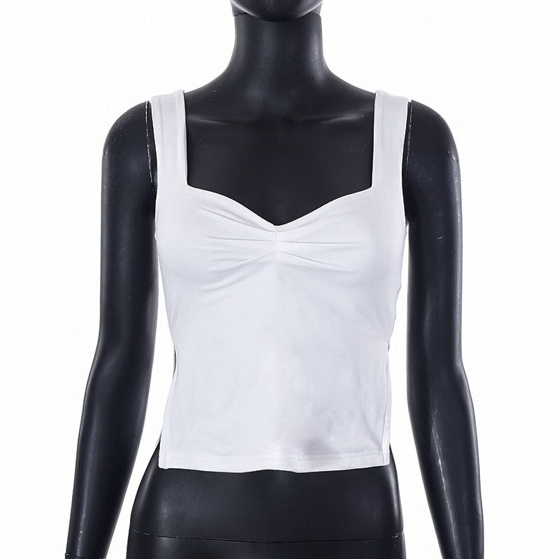 Square Neck Strap Vest Top T-Shirt Women s Square Neck Halter Backless Tank Top T-Shirt White M