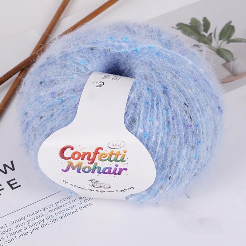 1Roll Yarn Weaving Colored-dot DIY Mohair Yarn Multi-purpose Scarf Yarn Cloth Yarn Bold Line