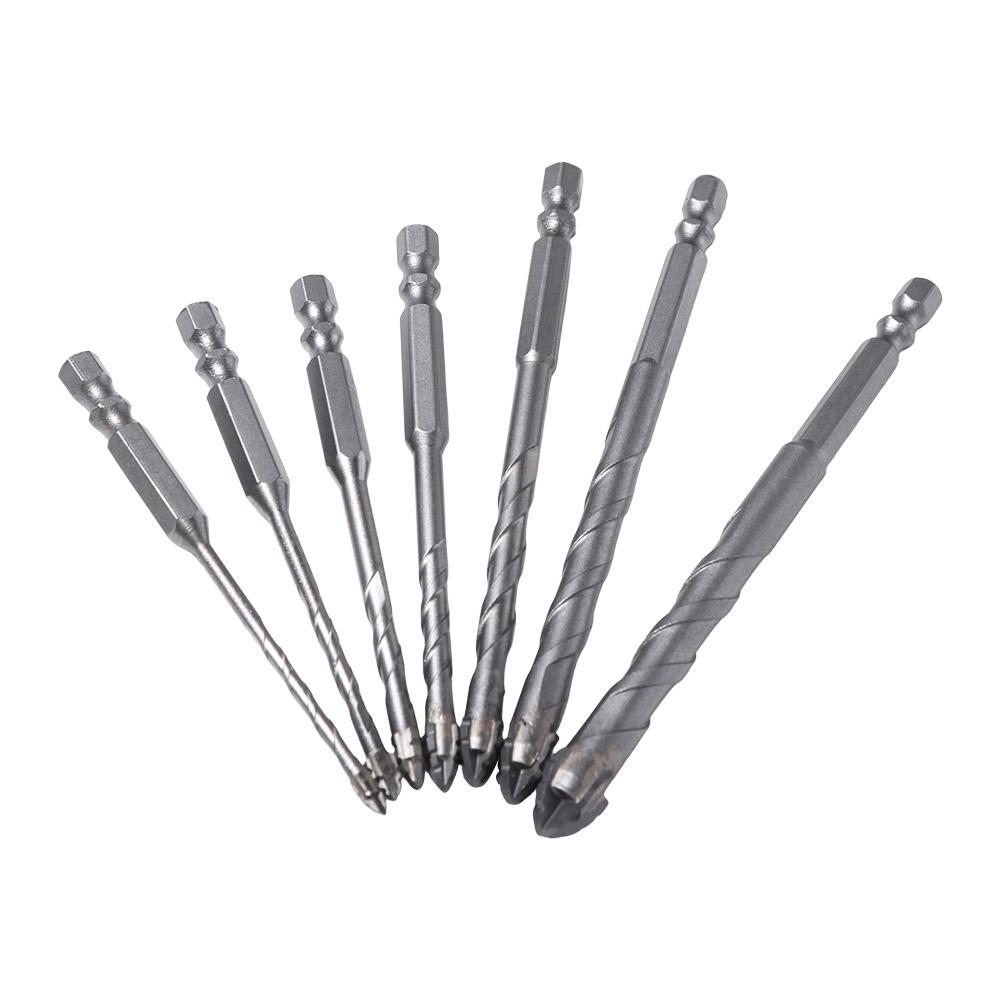 7pcs/set High Hardness Tile Drill Bit Set U-shaped Precision Concrete Drill Bit Four-Edged Wear Resistant Glass Drill Bit