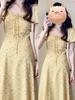 Dopamine Wears French Yellow Floral Dress Women's New Summer Beautiful Long Dress Small Man