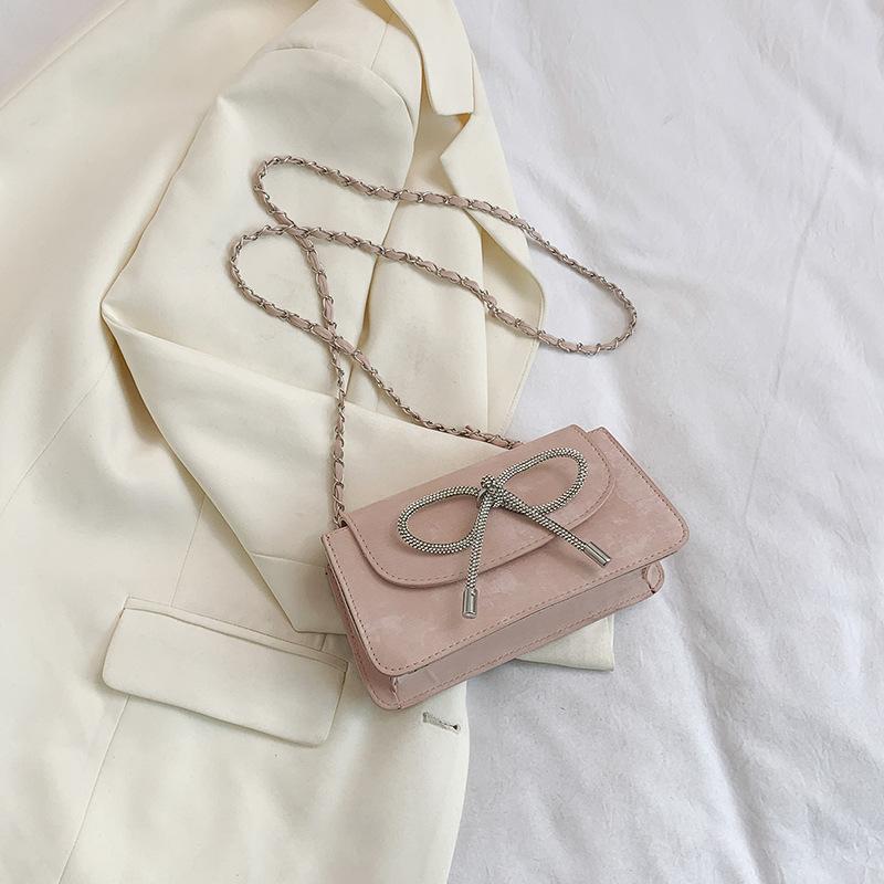 Korean Style Fashionable Bow Chain Shoulder Bag for Women In Spring and Summer New Niche Design Crossbody Small Square Bag for Women