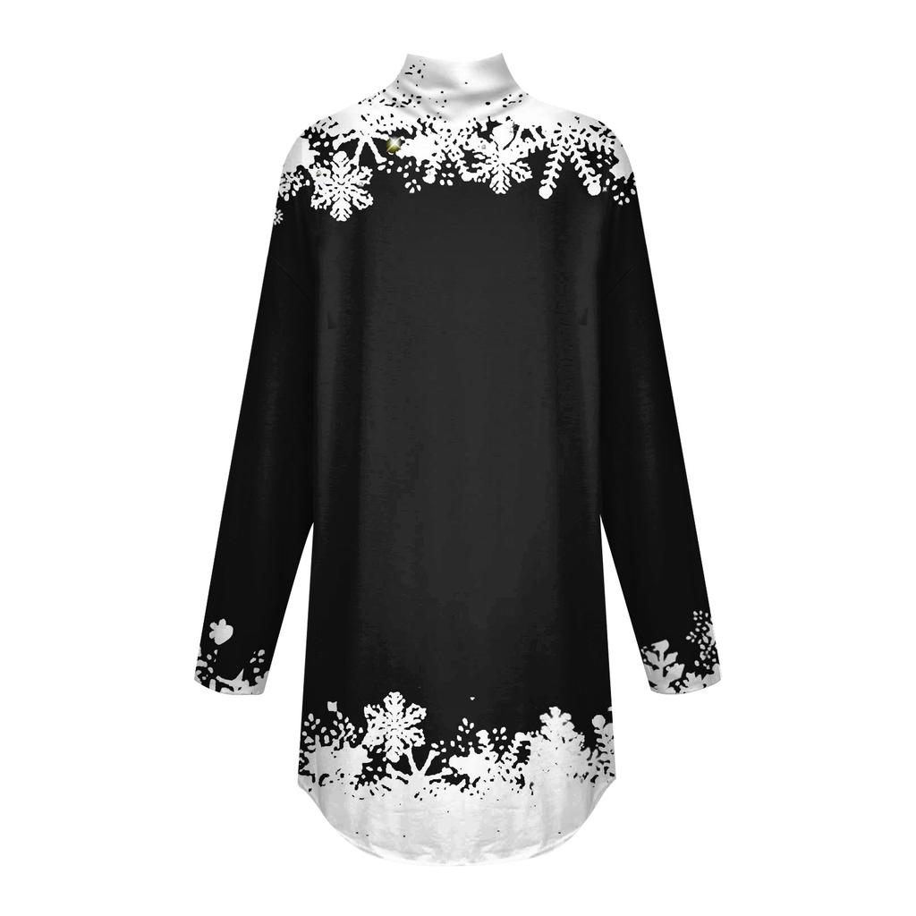 Tricouri pentru femei, toamnă, ocazional, cămăși cu mânecă lungă, hanorac, cu imprimeu vintage, cu gât înalt, pulover