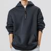 Solid Color Half Zip Hooded Sweatshirt Men Loose Casual Daily Pullover Hoodie