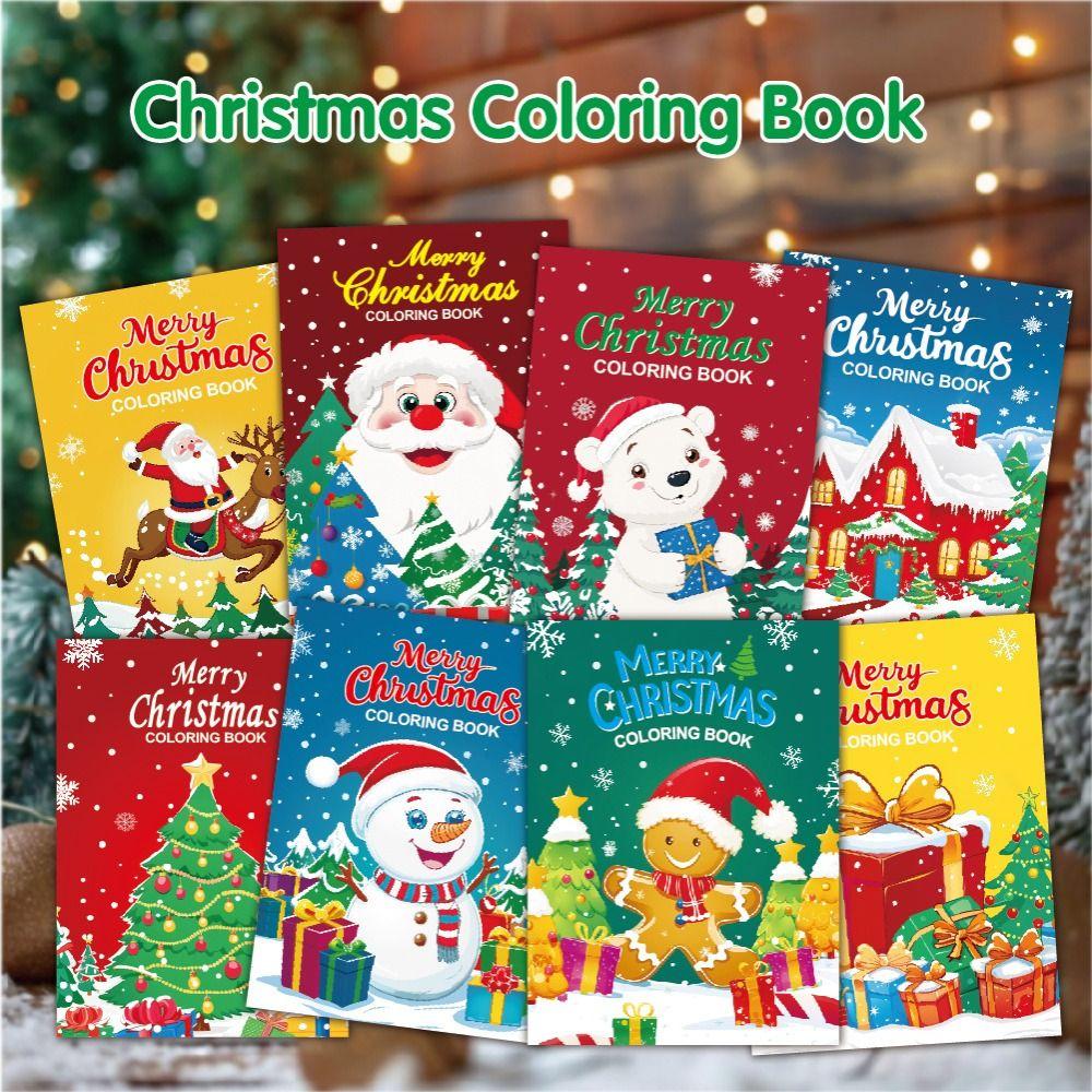 8PCS/Set Merry Christmas Christmas Theme Coloring Book Educational Montessori Gift Graffiti Painting Book Doodles Book Children