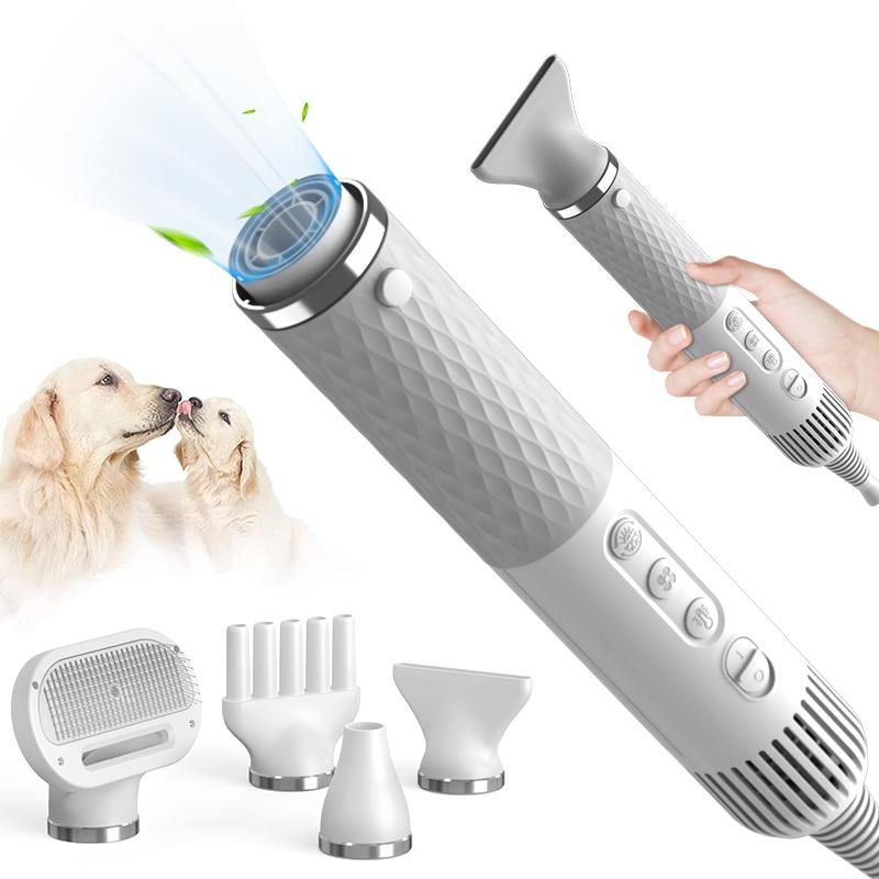 

Portable 2 in 1 Pet Hair Dryer for Cat Dog Grooming Comb Brush with Electric Spray Water Steam Mute Pet Hair Water Blower белый
