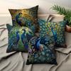 Vintage Peacock Oil Painting Pillowcases Flat Print, Machine Washable, Suitable For Decorating Living Rooms And Bedrooms