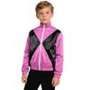 Kids Horse Rider Costume Color Block Mock Neck Zip Up Top Equestrian Training Competition Long Sleeve Outwear
