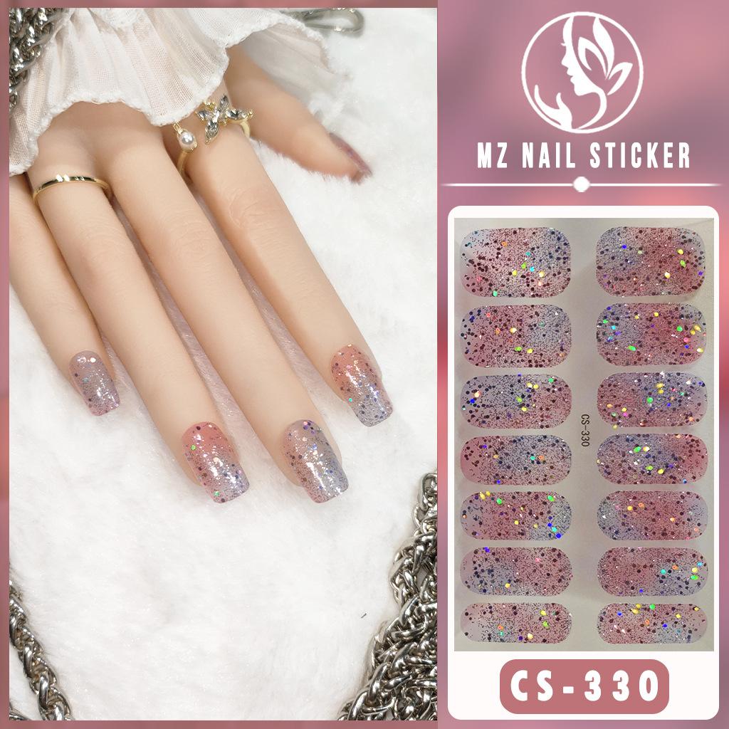 CS Color Green Onion Powder Four-color All-Green Onion No-Bake Gel Nail Polish Film All Ice Flash Nail Polish Film Paper Nail Nail Sticker