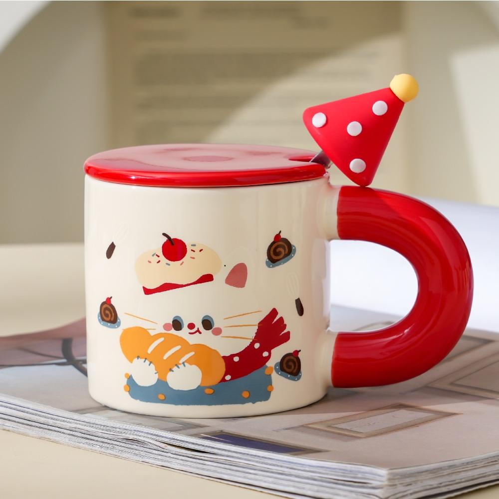 Creative cute bread cat mug personalized ceramic drinking cup high value simple souvenir coffee cup